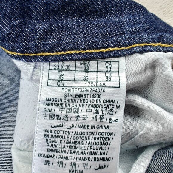 Guess Jeans Regular Straight Crescent Fit Men 33x30 Mid Wash Blue Y2K Retro 90s - Picture 7 of 11